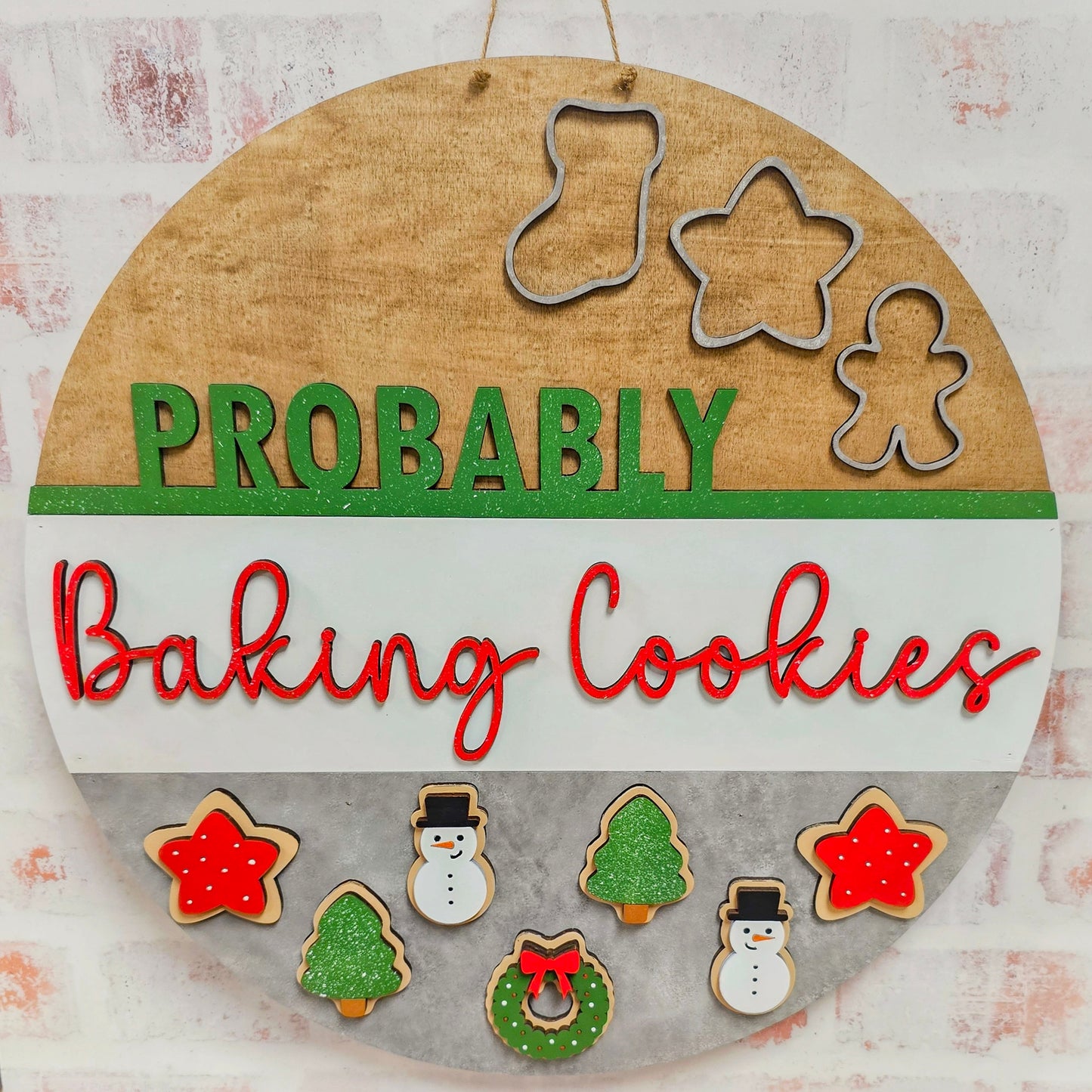 Probably Baking Cookies Door Hanger Sign