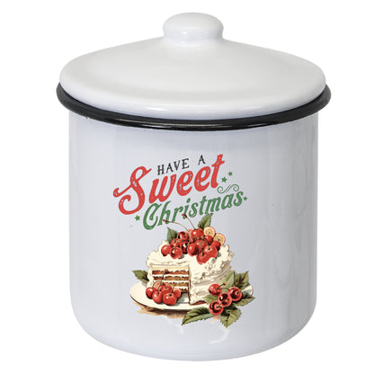 Vintage Christmas Canister with Lid