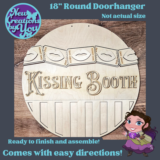 Kissing Booth Round sign - ready to paint home decor signs