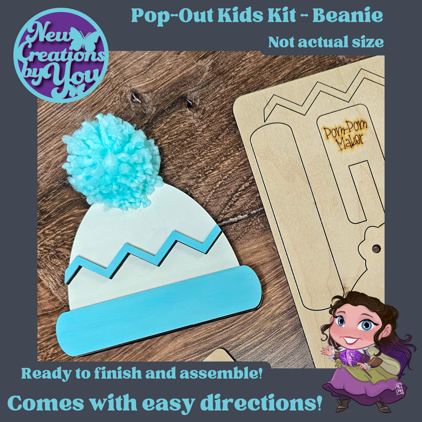 Beanie Pom Pom Pop-Out - Kid's Ready to Paint Kit