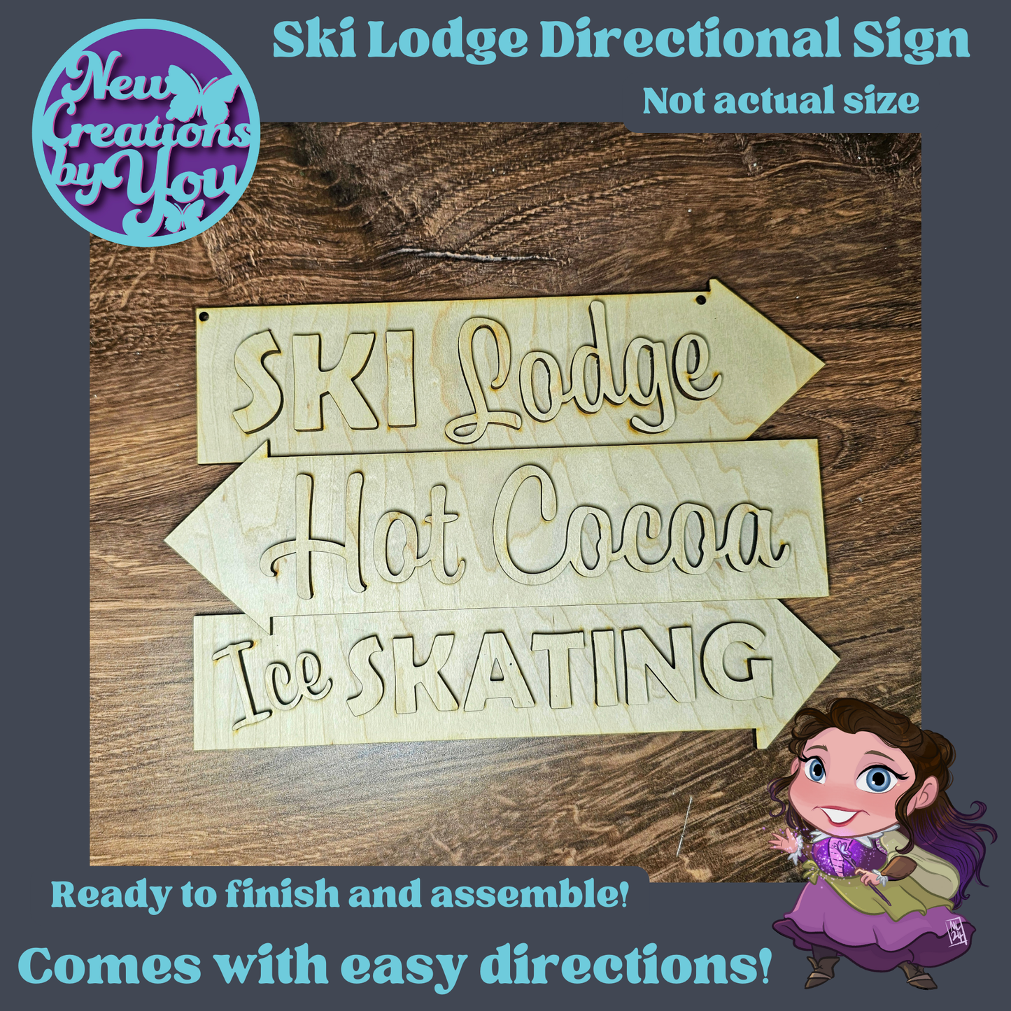 Ski Lodge Directional Sign Kit - Ready to Paint