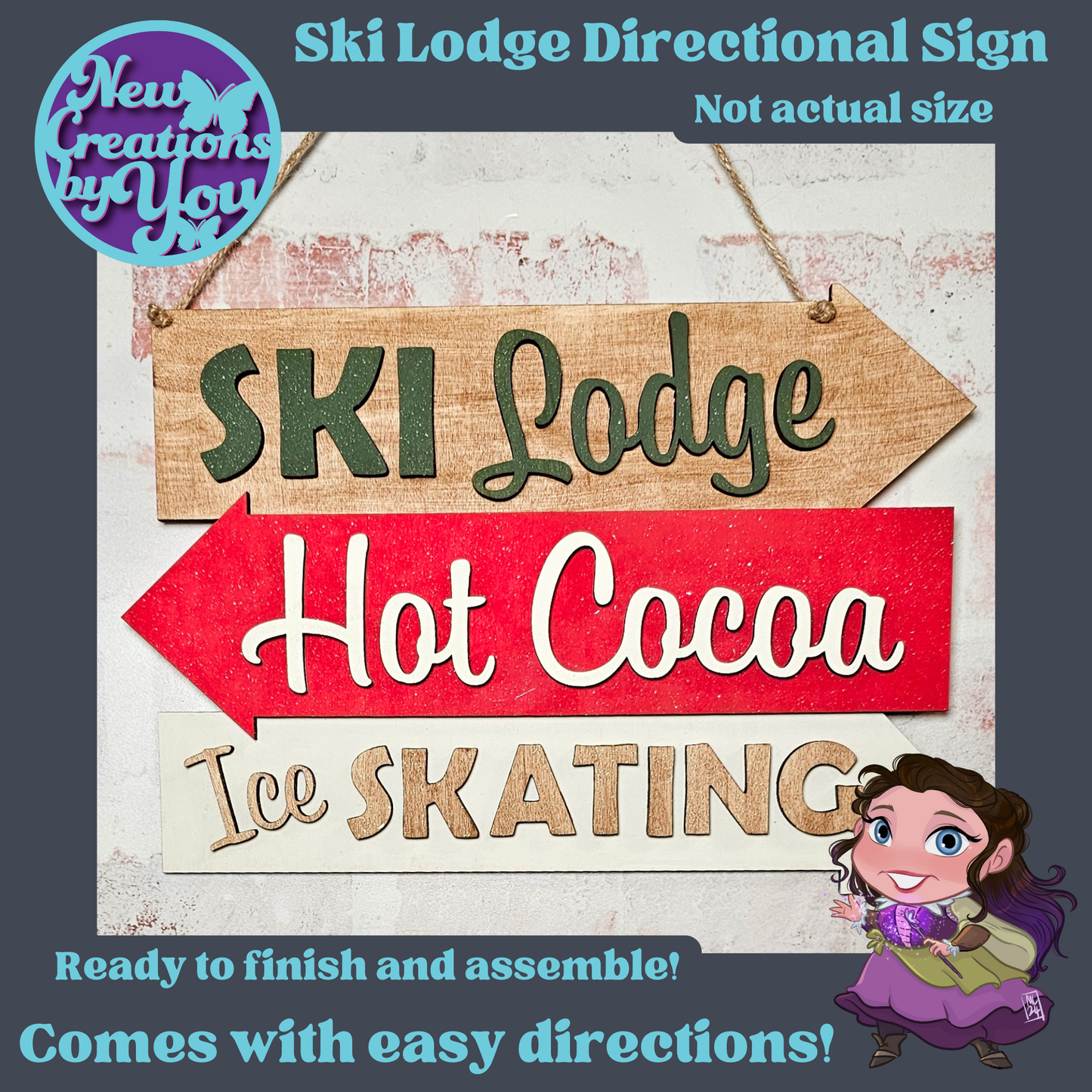 Ski Lodge Directional Sign Kit - Ready to Paint