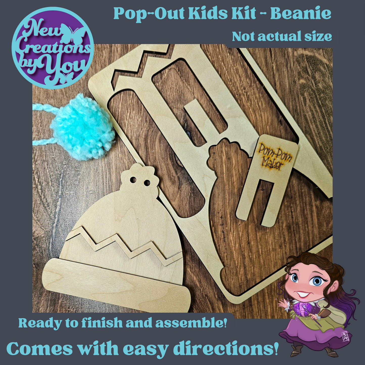 Beanie Pom Pom Pop-Out - Kid's Ready to Paint Kit