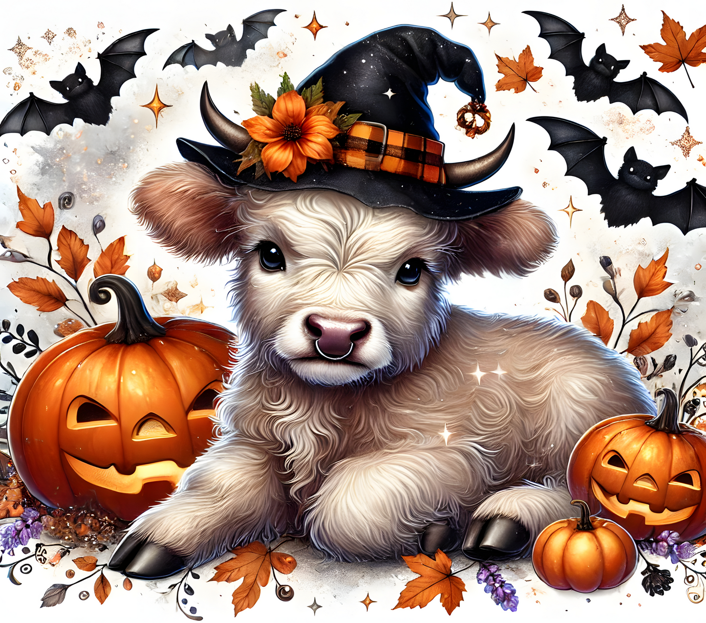 Cute Highland Cow Halloween Full Color 20oz Skinny Tumbler