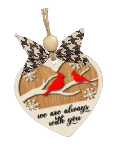 Heart Shaped Cardinal Ornament - We are Always with You