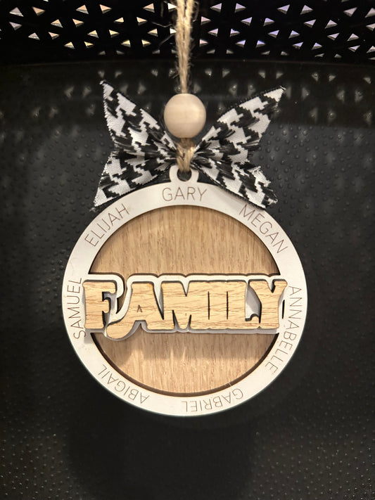 3D Family Name Circle Ornament