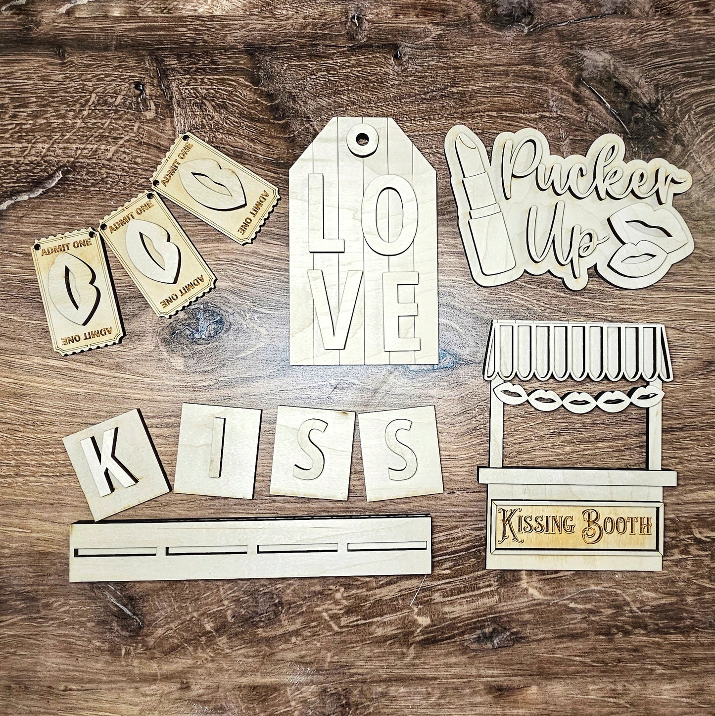 Kissing Booth Tiered Tray Mini Sign Kits