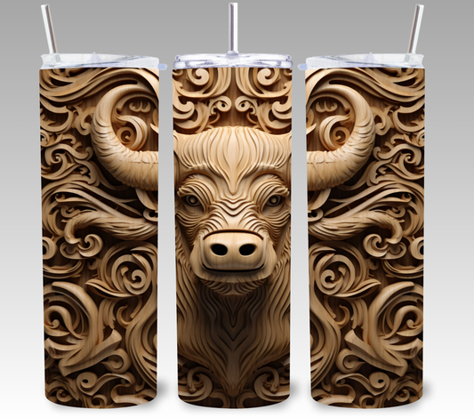 3D Highland Cow Full Color 20oz Skinny Tumbler