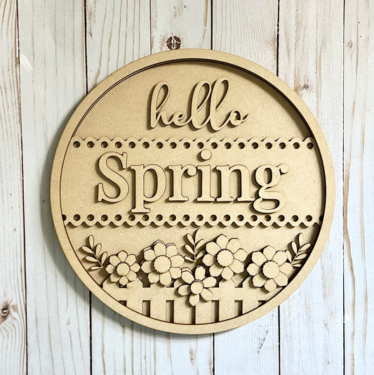 Hello Spring Round Layers Sign