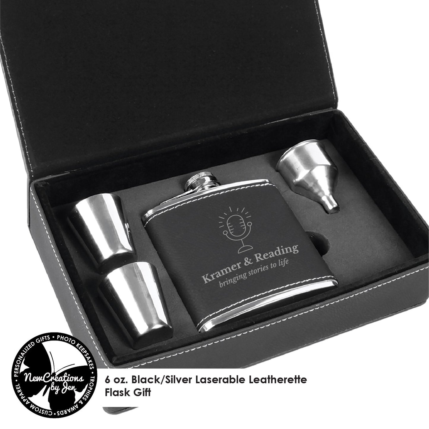 K&R Laserable Leatherette Flask Gift Set