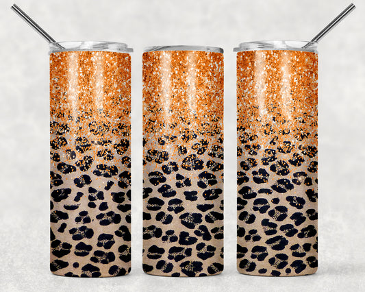 Gold Confetti leopard Print 20oz Skinny Tumbler