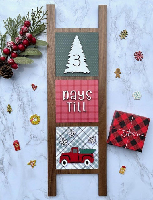 ___ Days Until CHRISTMAS Ready to Paint Leaning Ladder Sign with Dry Erase Countdown Tile