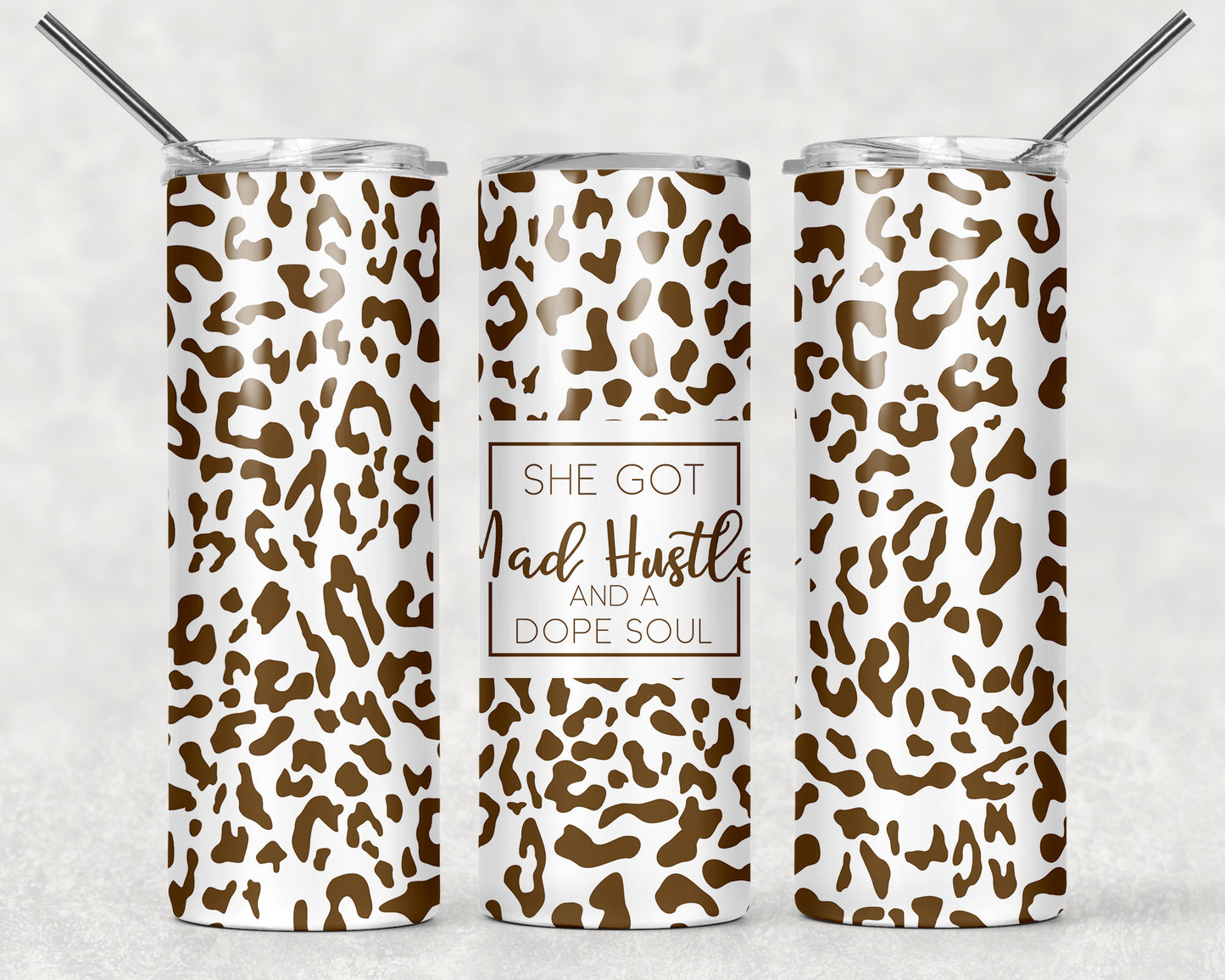 Mad Hustle Leopard Print Stainless Steel Skinny Tumbler - 20oz