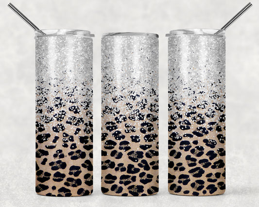 Silver Confetti Leopard Print 20oz Skinny Tumbler